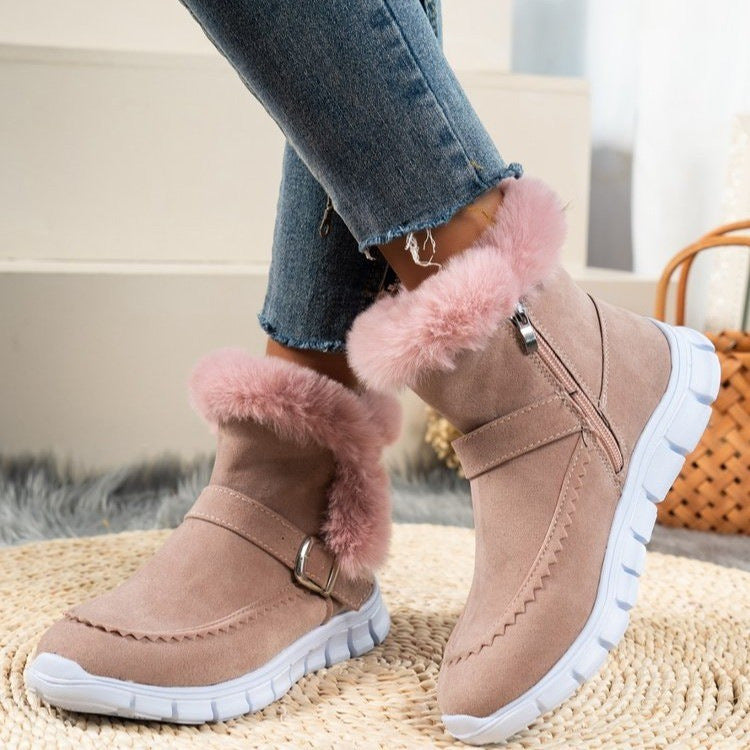 Charlotte Beaumont | Faux Fur Trim Ankle Boots For Women