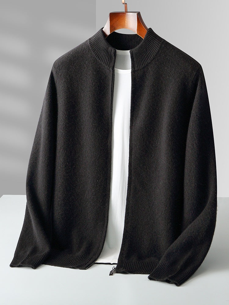 Tucker Whitwood | Zip-Up Stand Collar Knit Cardigan For Men