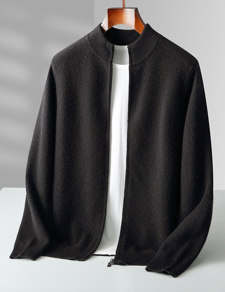 Tucker Whitwood | Zip-Up Stand Collar Knit Cardigan For Men