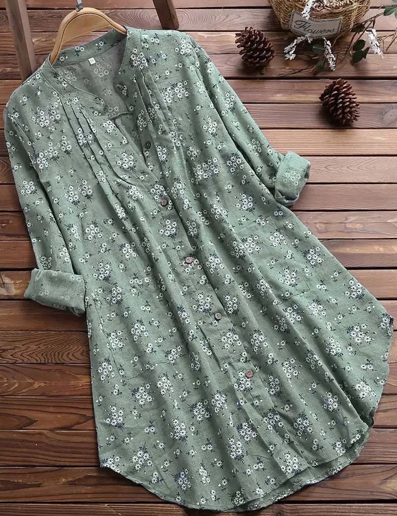 Pauline Vercourt | Floral Button-Up Midi Shirt Dress For Women