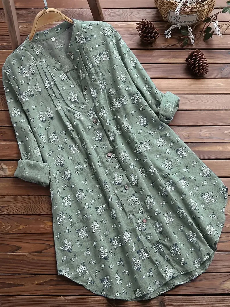 Pauline Vercourt | Floral Button-Up Midi Shirt Dress For Women