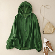 Margot Sinclair | Linen Hooded Jacket with Balloon Sleeves For Women