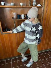 Harlow Vantisse | Star Stripe Round Neck Loose Sweater For Women