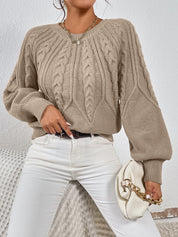 Rosalie Thornbury | Cable-Knit Crew Neck Sweater For Women