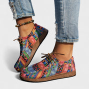 Celinda Beaurivage | Boho Tribal Print Lace-Up Platform Sneakers For Women