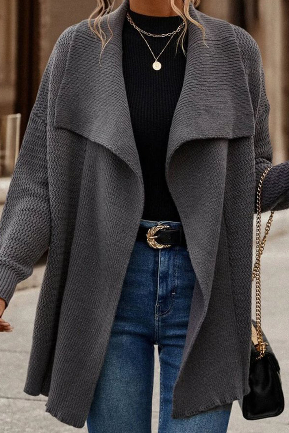 Noelle Harrington | Shawl Collar Knit Sweater Coat For Women