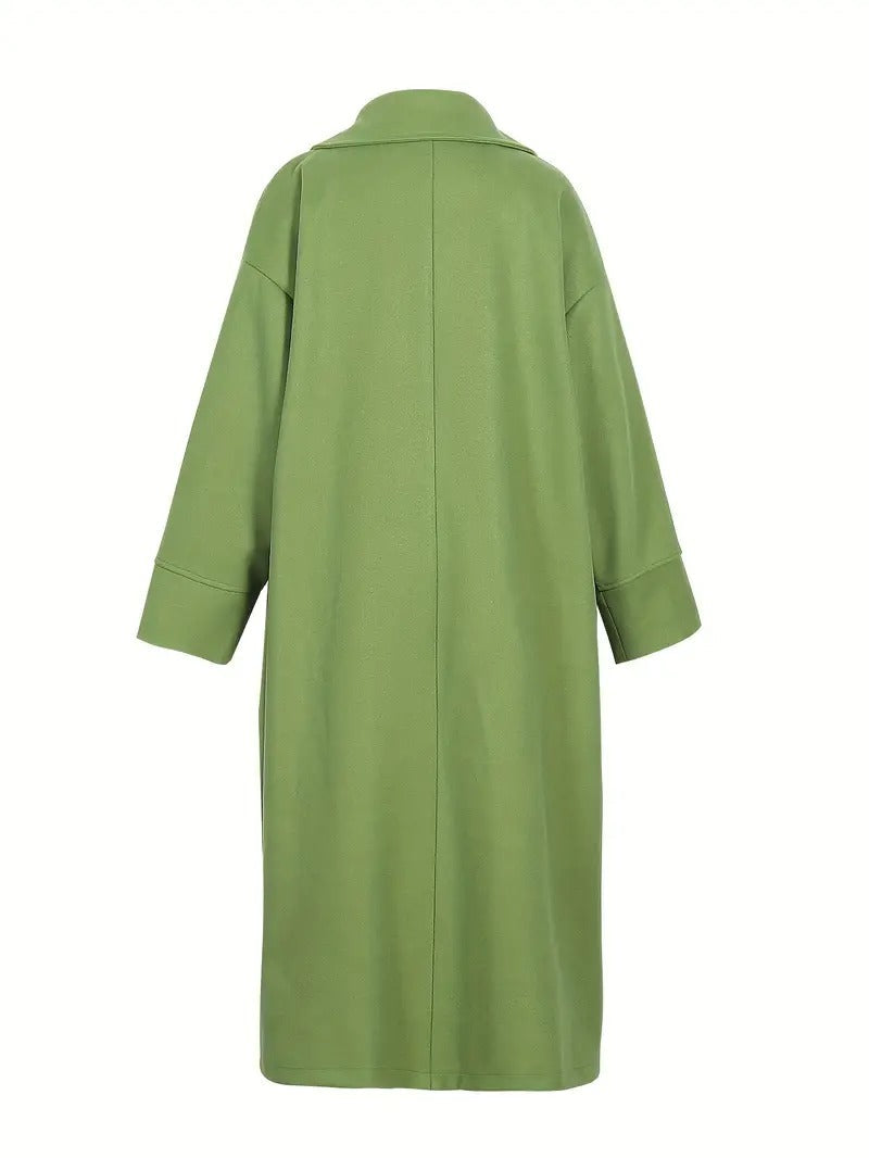 Genevieve Calloway | Oversized Stand Collar Long Coat For Women