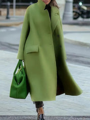 Genevieve Calloway | Oversized Stand Collar Long Coat For Women