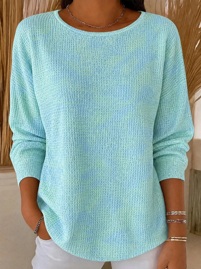 Celeste Fairgrove | Ombre Tie Dye Waffle Knit Long Sleeve Top For Women