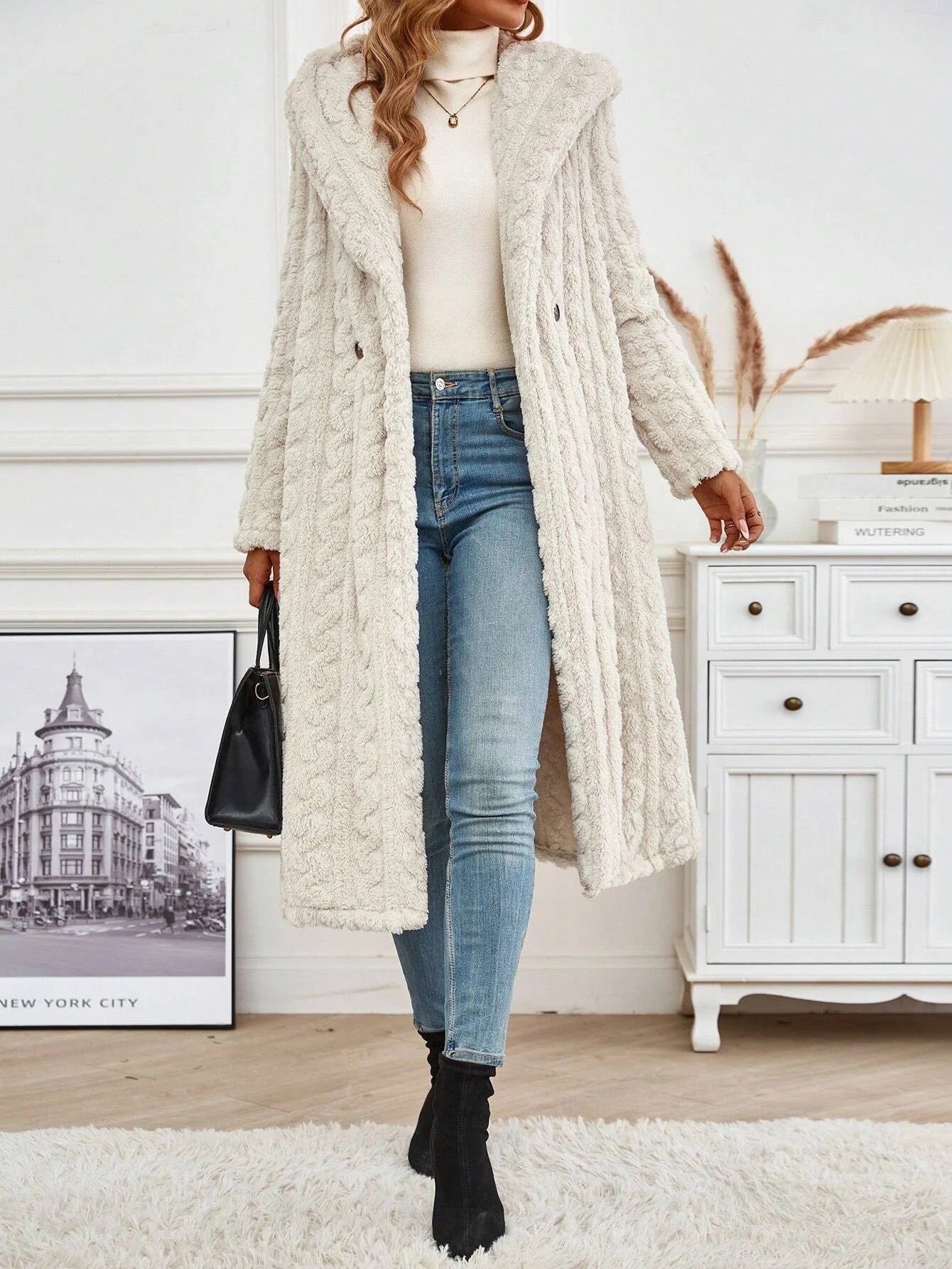 Isabeau Fontaine | Hooded Teddy Long Coat For Women