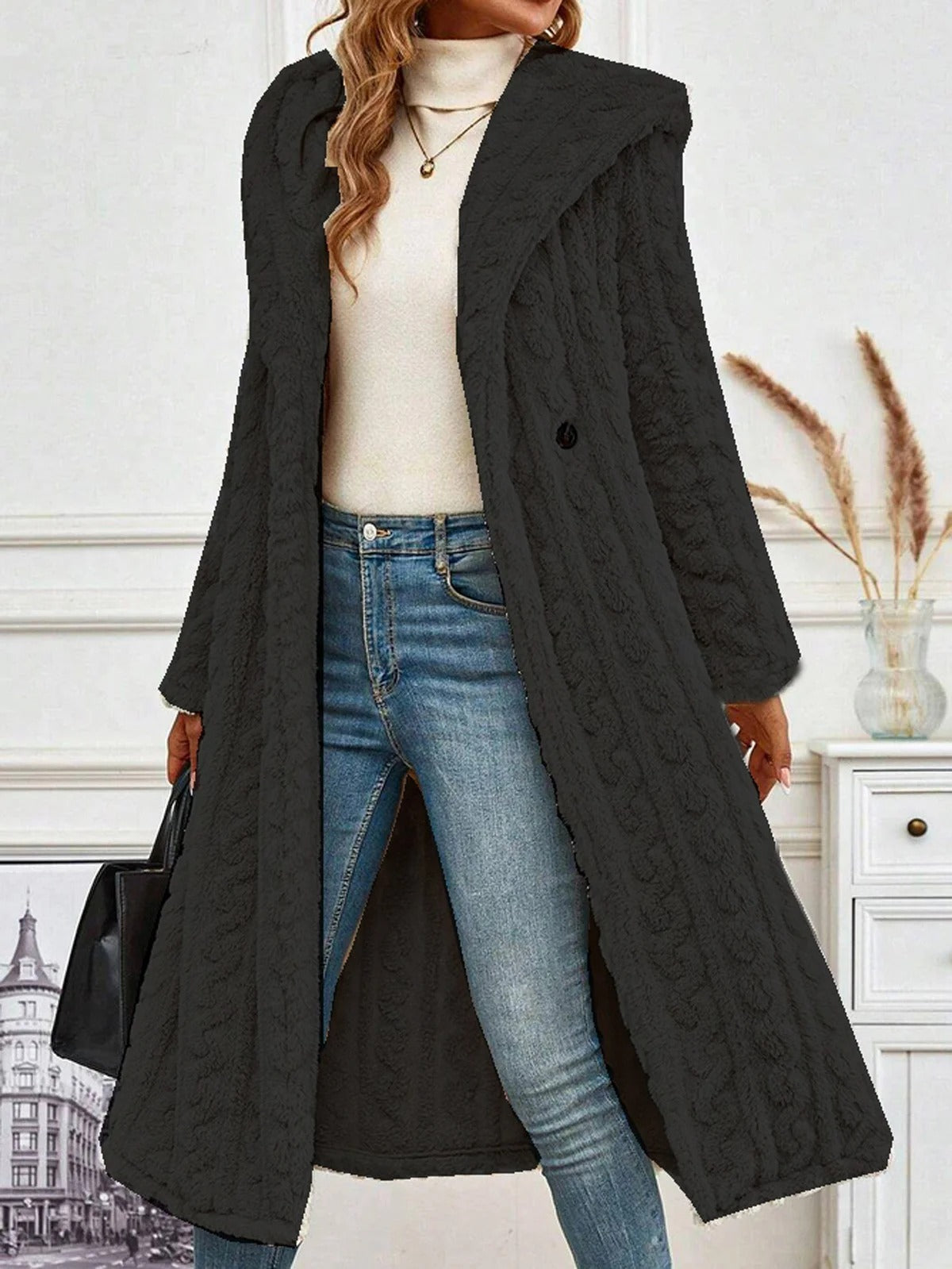 Isabeau Fontaine | Hooded Teddy Long Coat For Women