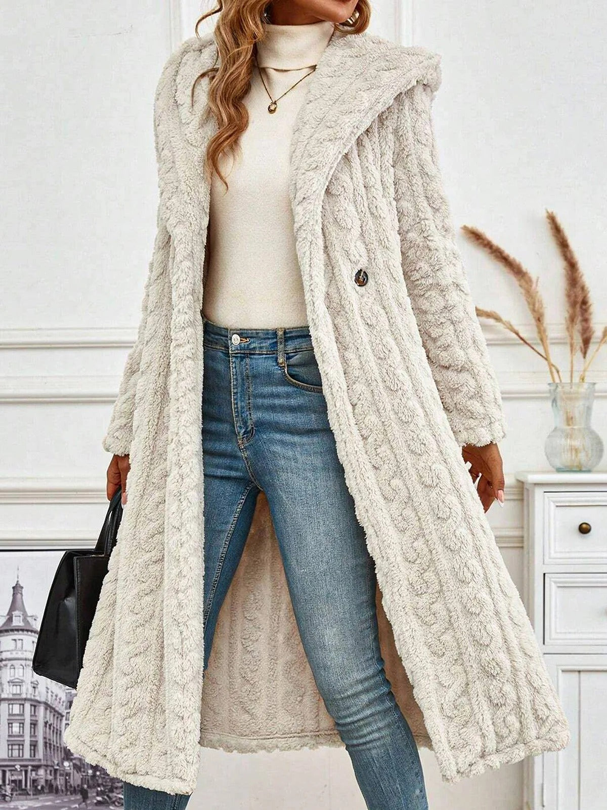 Isabeau Fontaine | Hooded Teddy Long Coat For Women