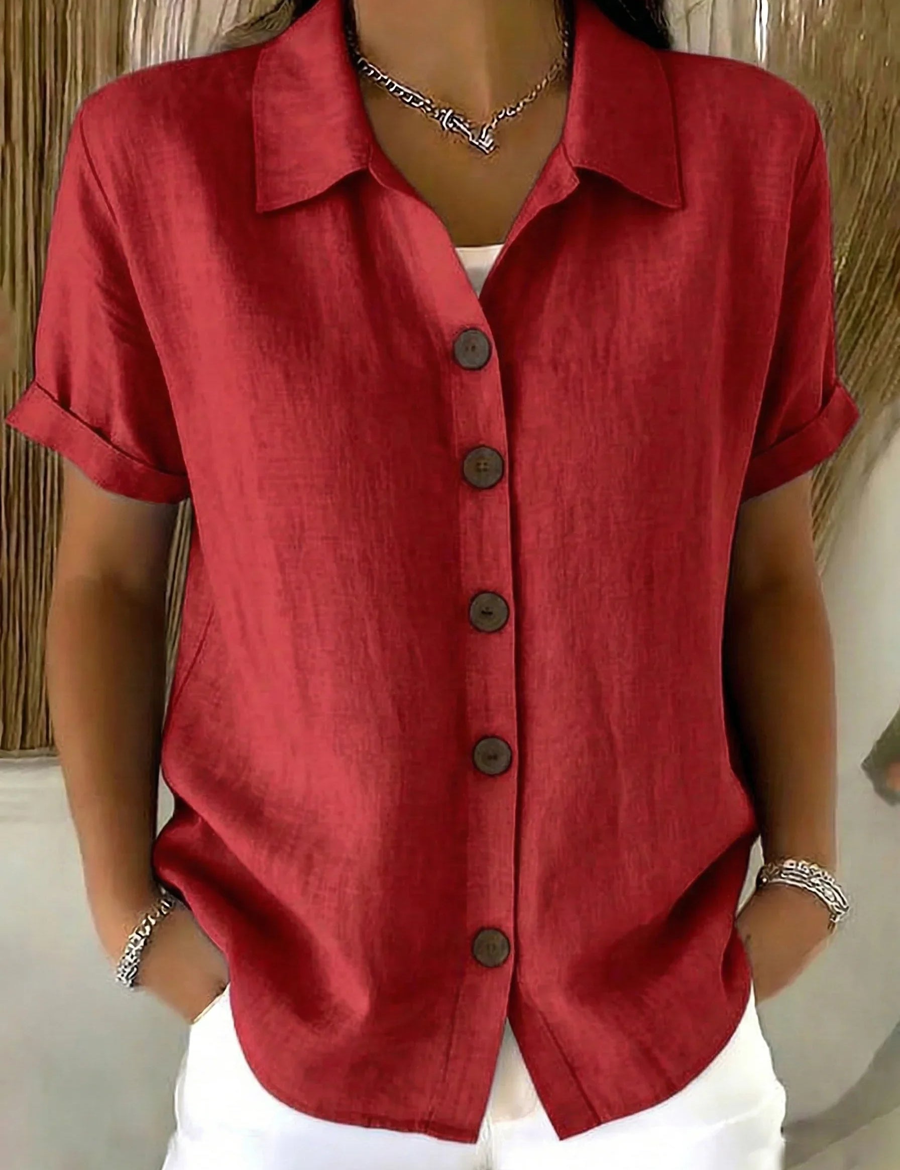 Elara Whitstone | Button-Up Short Sleeve Shirt For Women