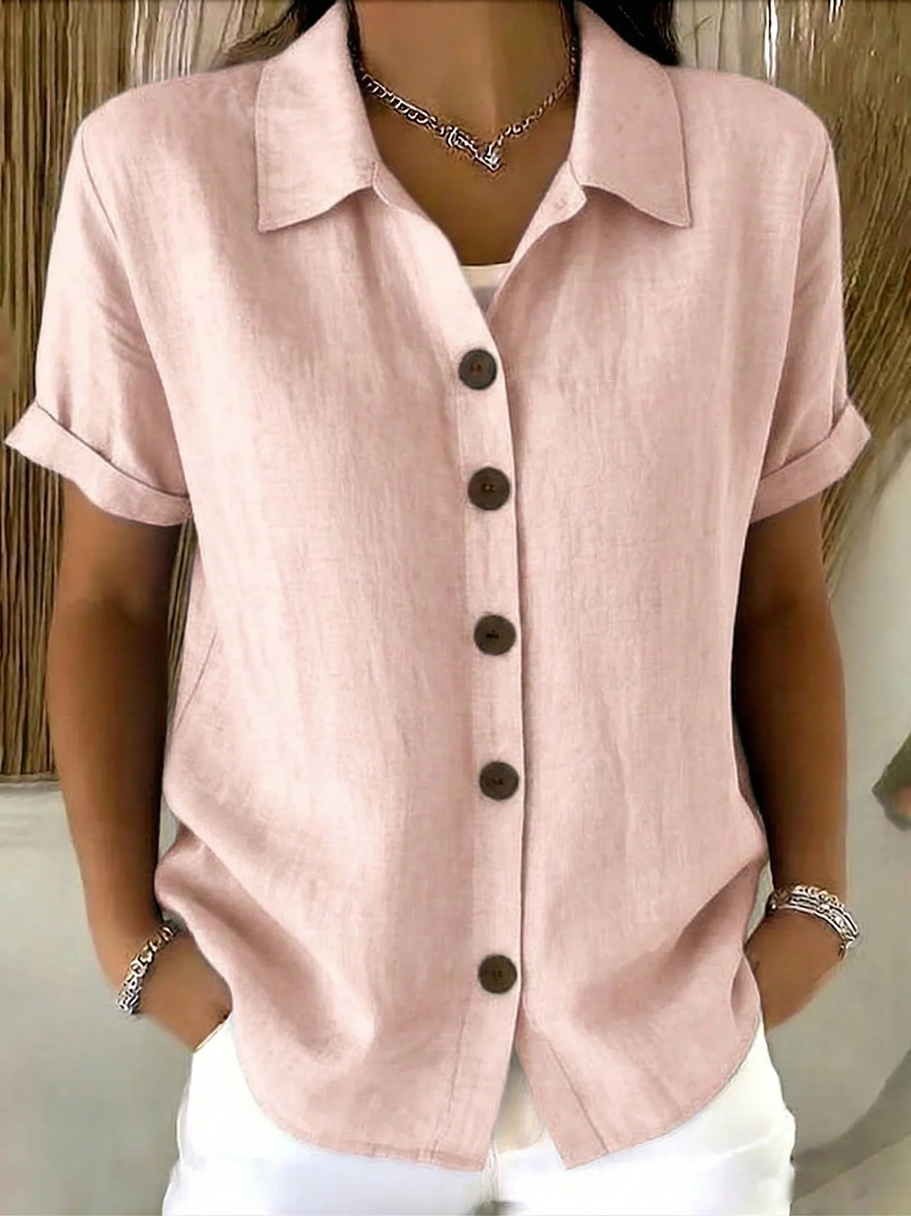 Elara Whitstone | Button-Up Short Sleeve Shirt For Women