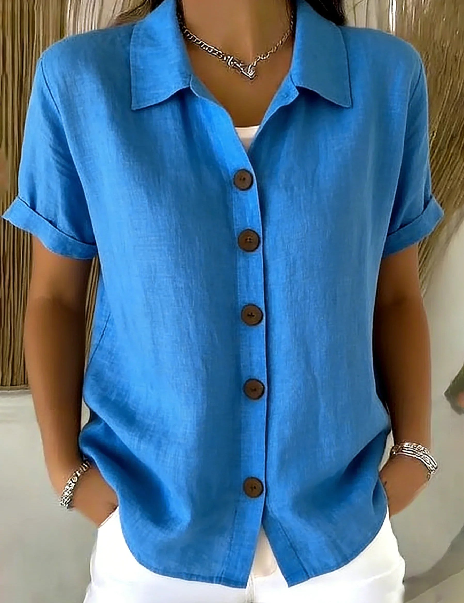 Elara Whitstone | Button-Up Short Sleeve Shirt For Women