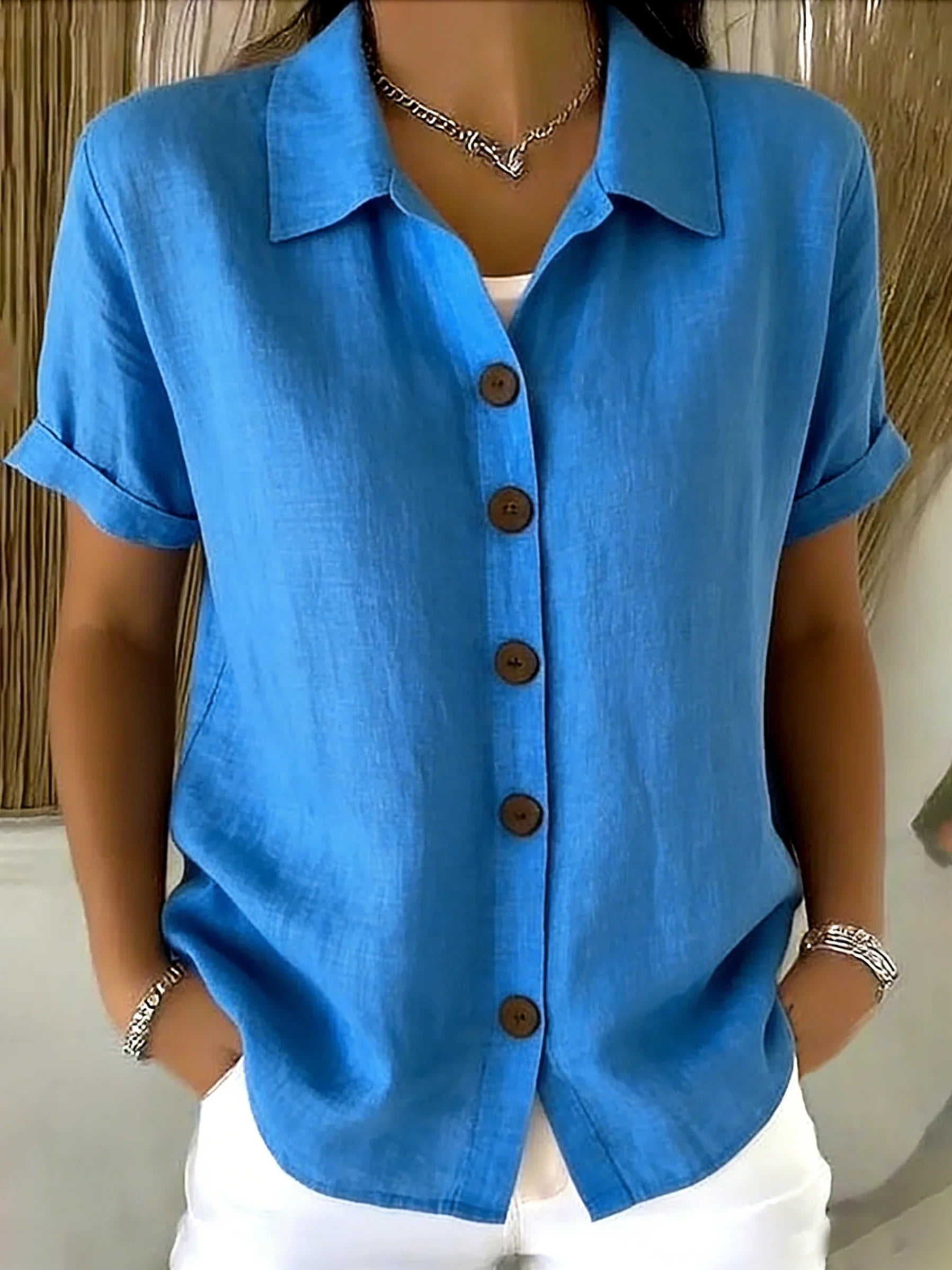 Elara Whitstone | Button-Up Short Sleeve Shirt For Women