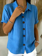 Elara Whitstone | Button-Up Short Sleeve Shirt For Women