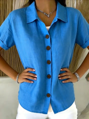 Elara Whitstone | Button-Up Short Sleeve Shirt For Women
