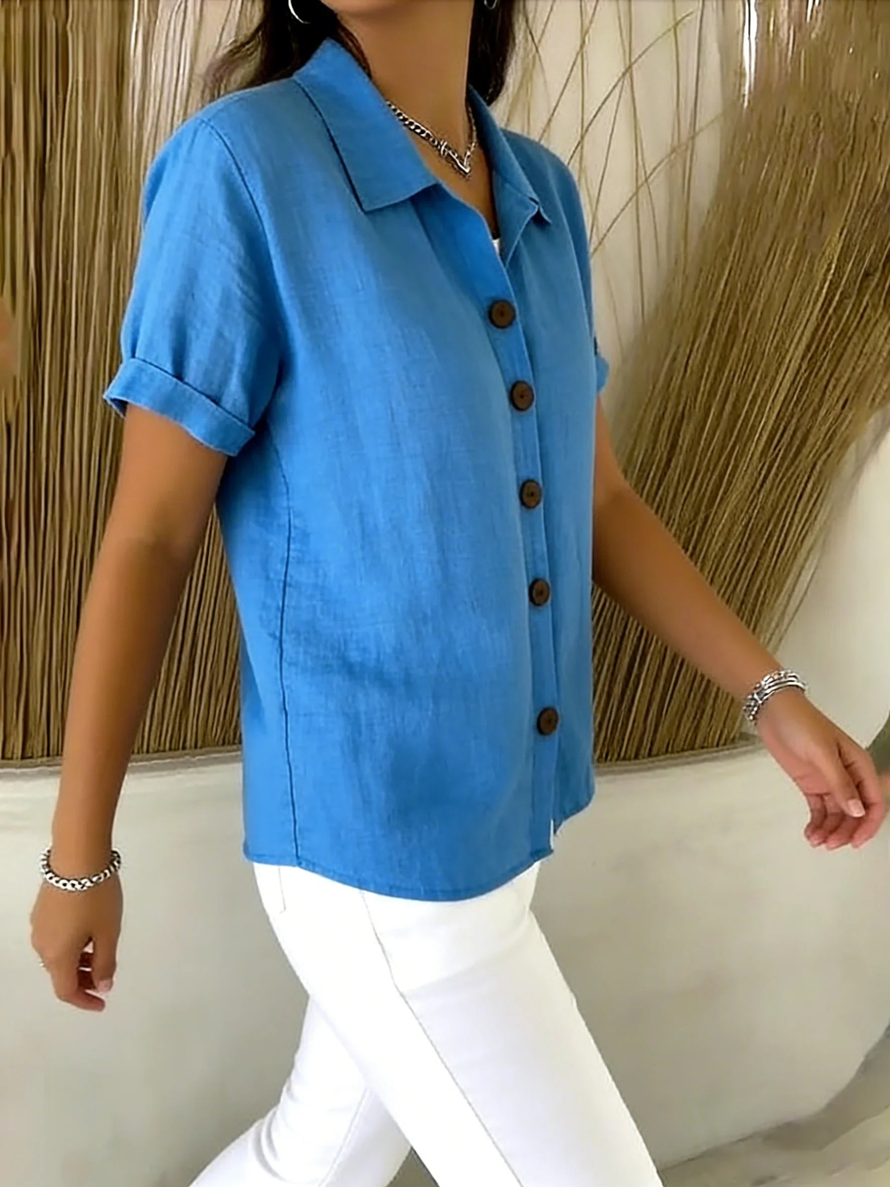 Elara Whitstone | Button-Up Short Sleeve Shirt For Women