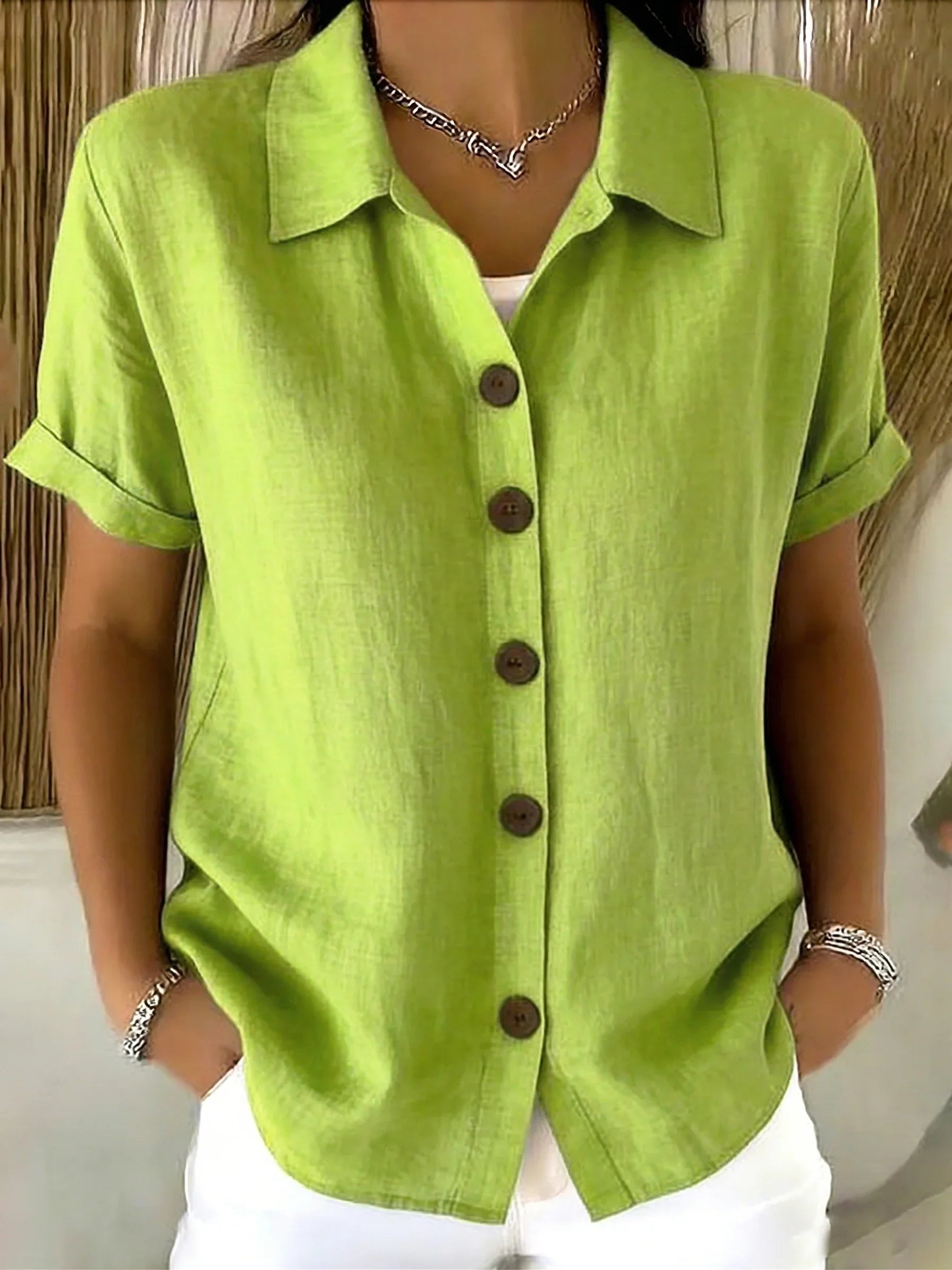 Elara Whitstone | Button-Up Short Sleeve Shirt For Women
