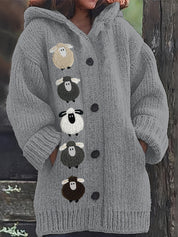 Theodora Winslet | Cozy Hooded Sweater With Sheep Patch Detail For Women
