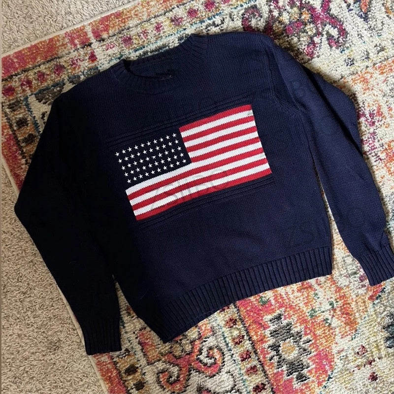 Brooke Ellsworth | American Flag Turtleneck Knit Sweater For Women