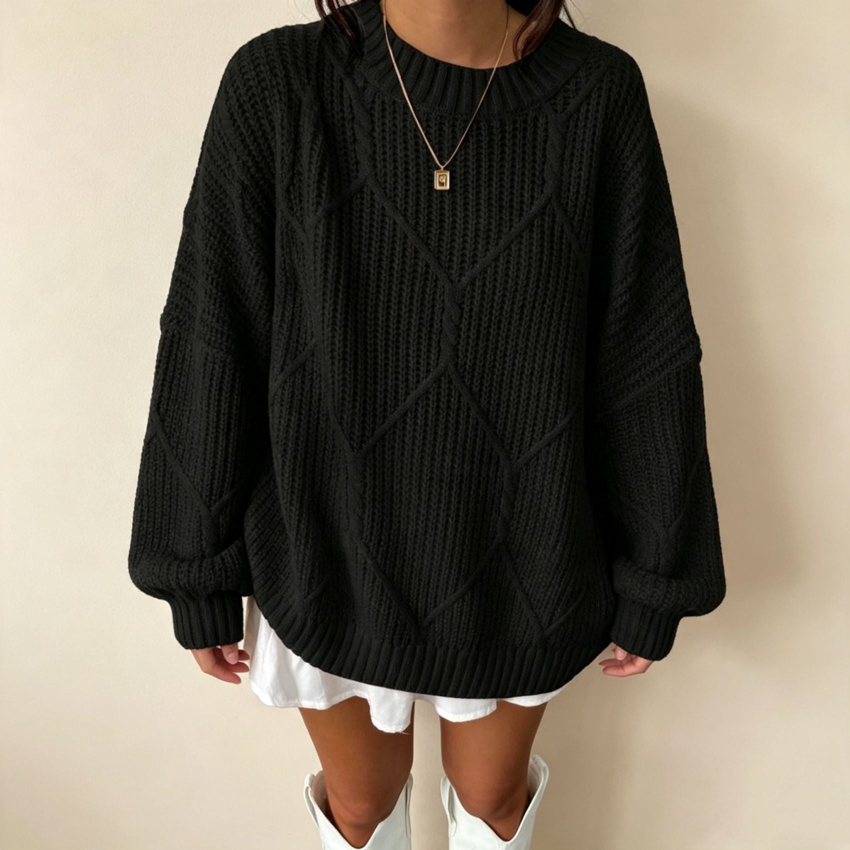 Margot Delvaux | Chunky Cable-Knit Oversized Sweater For Women