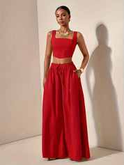 Solène Duchamp | Wide-Leg Two-Piece Set With Drawstring Waist For Women