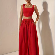Solène Duchamp | Wide-Leg Two-Piece Set With Drawstring Waist For Women