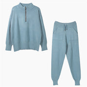 Ophelia Renard | Zip-Up Knitted Two Piece Set For Women