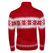 Yule Tide | Red Snowflake Fair Isle Christmas Sweater For Men