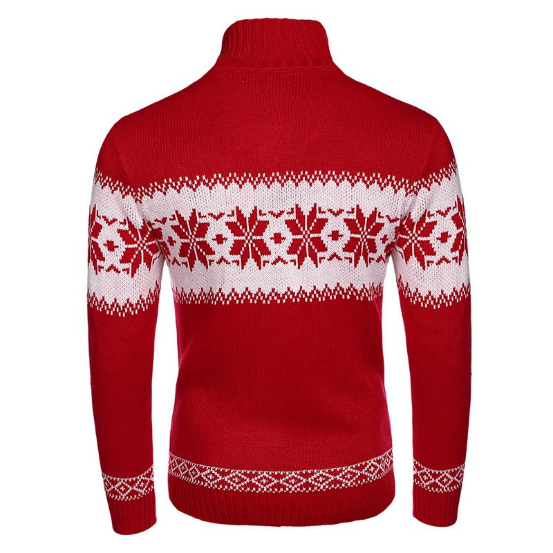 Yule Tide | Red Snowflake Fair Isle Christmas Sweater For Men