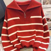 Perrine Duchamp | Striped Quarter-Zip Sweater For Women