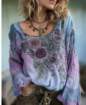 Seraphina Colombani | Floral Embroidered Boho Blouse For Women