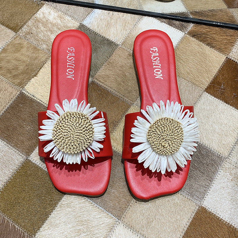 Adriana Bellucci | Daisy Flower Flat Slide Sandals For Women