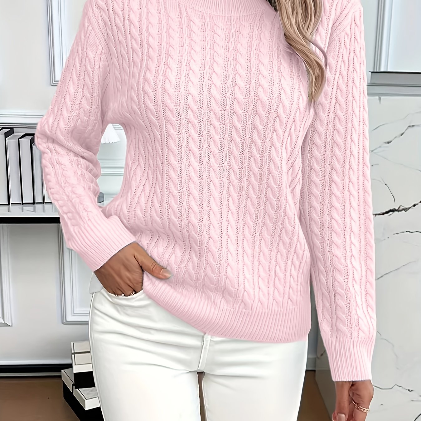 Simone Aldridge | Cable-Knit Round Neck Sweater For Women