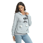 Lucille Bertrand | Cat Print Hoodie With Pet Pouch Pocket For Women