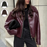 Gabrielle Montclair | Burgundy Leather Jacket For Women