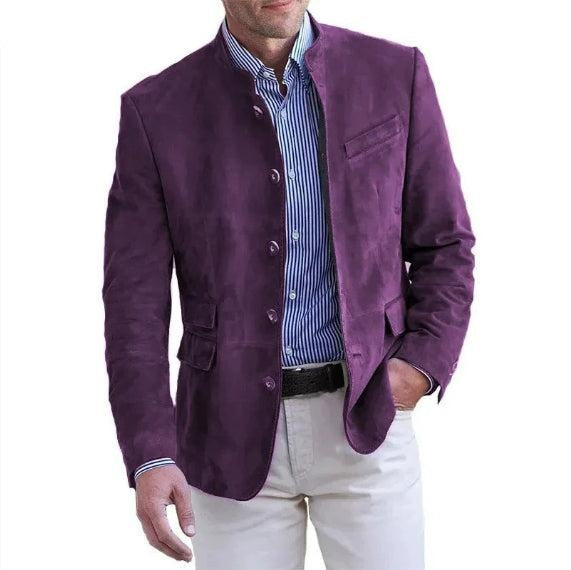 Duke Fairham | Stand Collar Suede-Look Jacket For Men