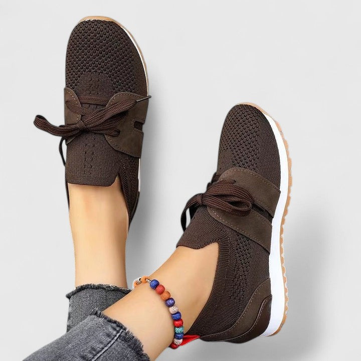 Lucinda Vanthorpe | Black Knit Lace-Up Orthopedic Sneaker