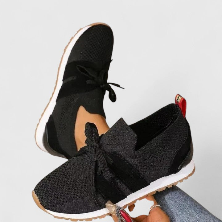 Lucinda Vanthorpe | Black Knit Lace-Up Orthopedic Sneaker