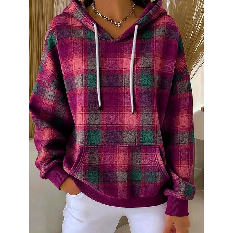 Margaux Delcourt | Checked Hoodie With Drawstring Hood For Women
