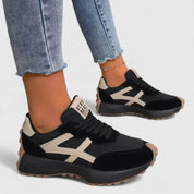 Florianne Blackstone | Black & Beige Orthopedic Platform Sneakers