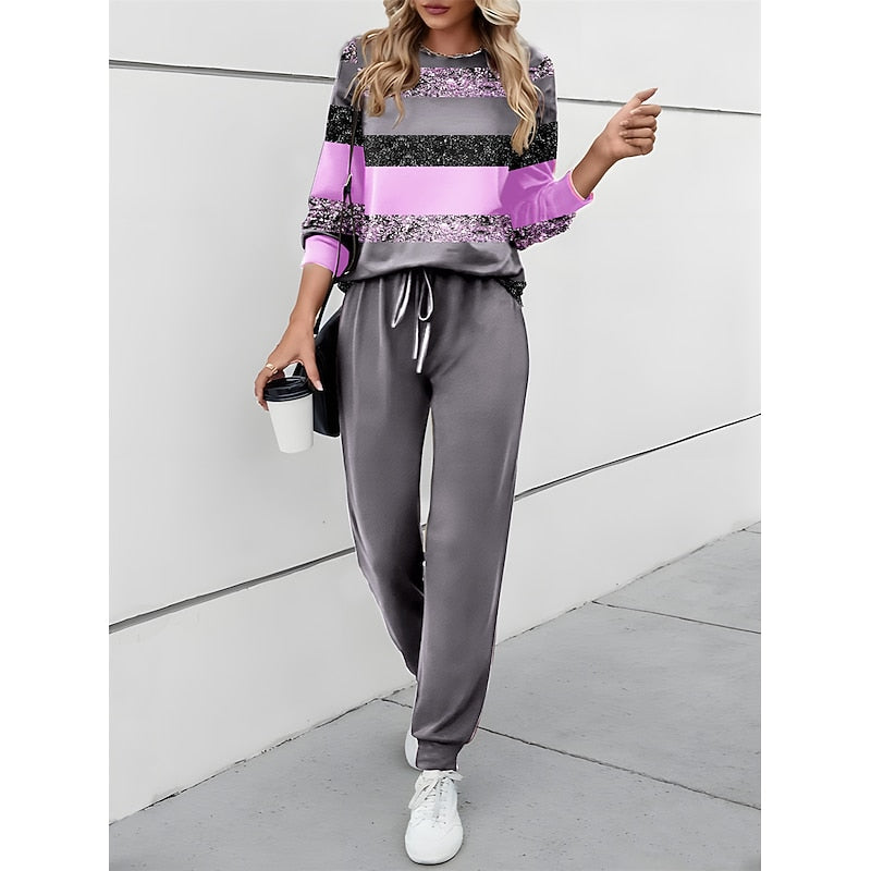 Adeline Beauregard | Color Block Lounge Two-Piece Set For Women