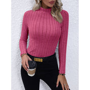 Vanessa Colombier | Ribbed Mock Neck Long Sleeve Top For Women