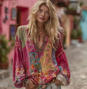 Valentina Rossi | Embroidered Floral Long-Sleeve Blouse For Women