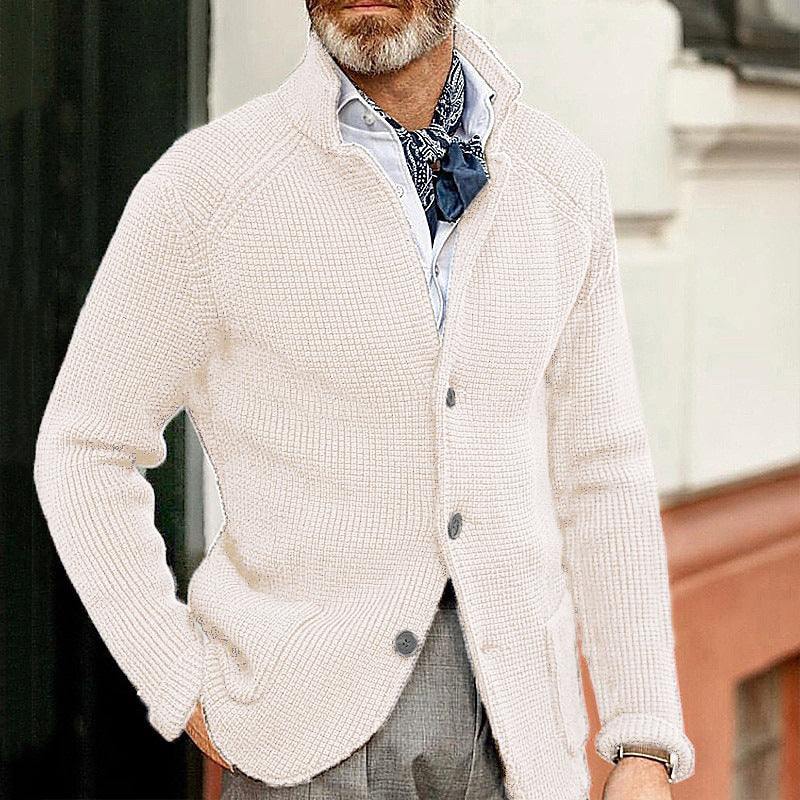 Wade Belham | Stand Collar Knit Cardigan Jacket For Men