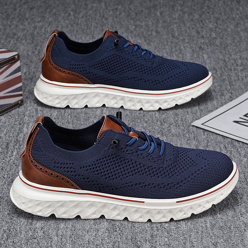 Wyatt Lakeside | Light Gray Knit Wingtip Sneakers For Men