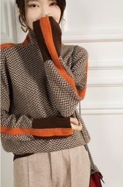 Georgie Braycombe | Stripe Sleeve Turtleneck Sweater For Women