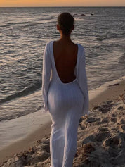 Anais Delvaux | Backless Ribbed Knit Maxi Dress For Women